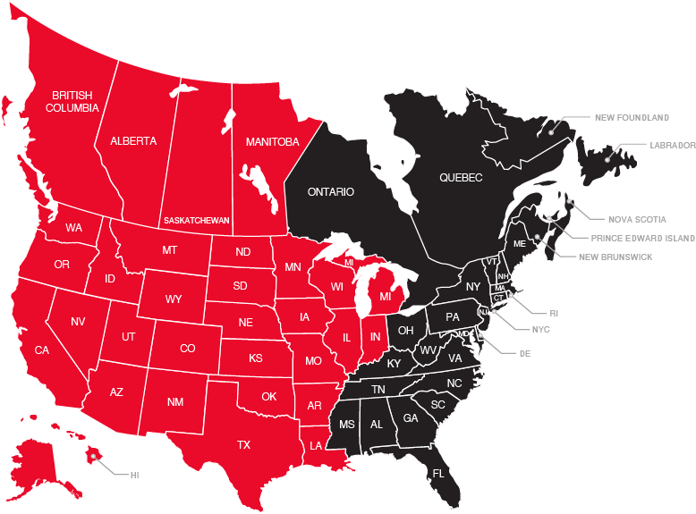 ASTA America Sales Territory Map