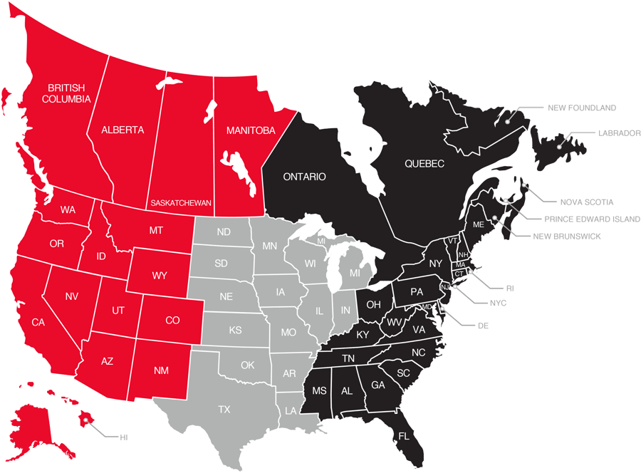 ASTA America Sales Territory Map